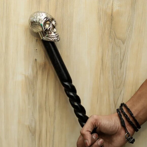 Vintage Solid Brass Walking Stick Handle with Chrome Finish – Timeless Elegance - Picture 6 of 7